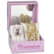 Wholesale - 8.5" ADJ. OSCAR WATCH W/3 ROSE GOLD STRETCH CAT MOTIF CHARM BRACELETS RACHAEL HALE C/P 30, UPC: 7426902566469